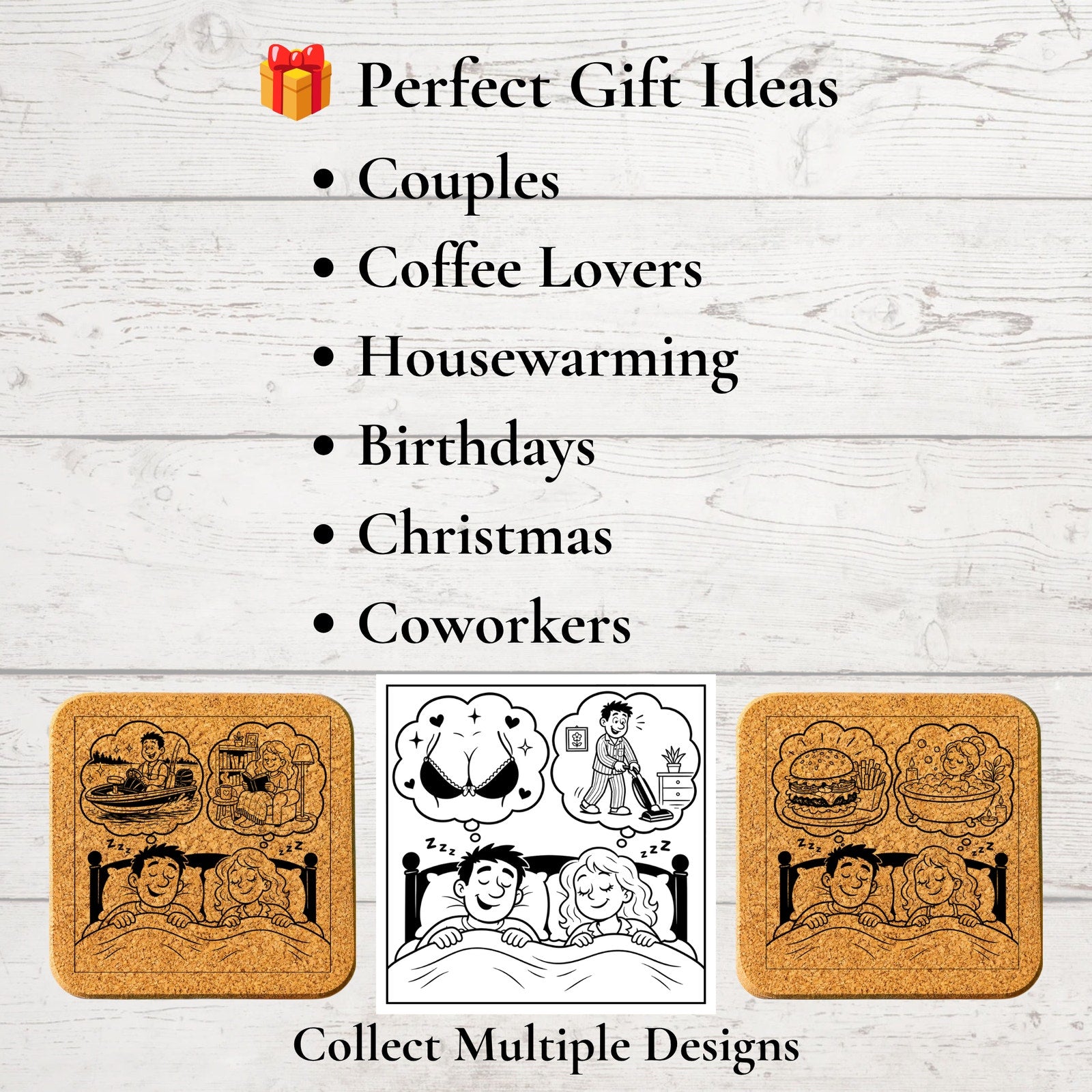 Funny Couples Coaster | His Dream, Her Dream | Available in Cork, Slate & Ceramic | 2 Points of View
