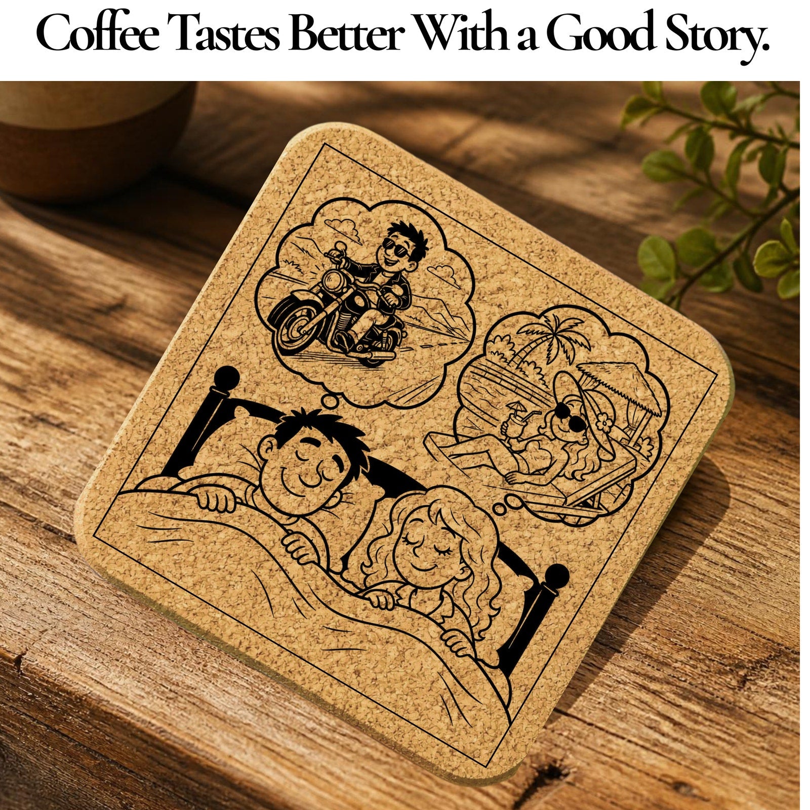 Funny Cork Coaster | Weekend Escape | Couples Gift | 2 Points of View