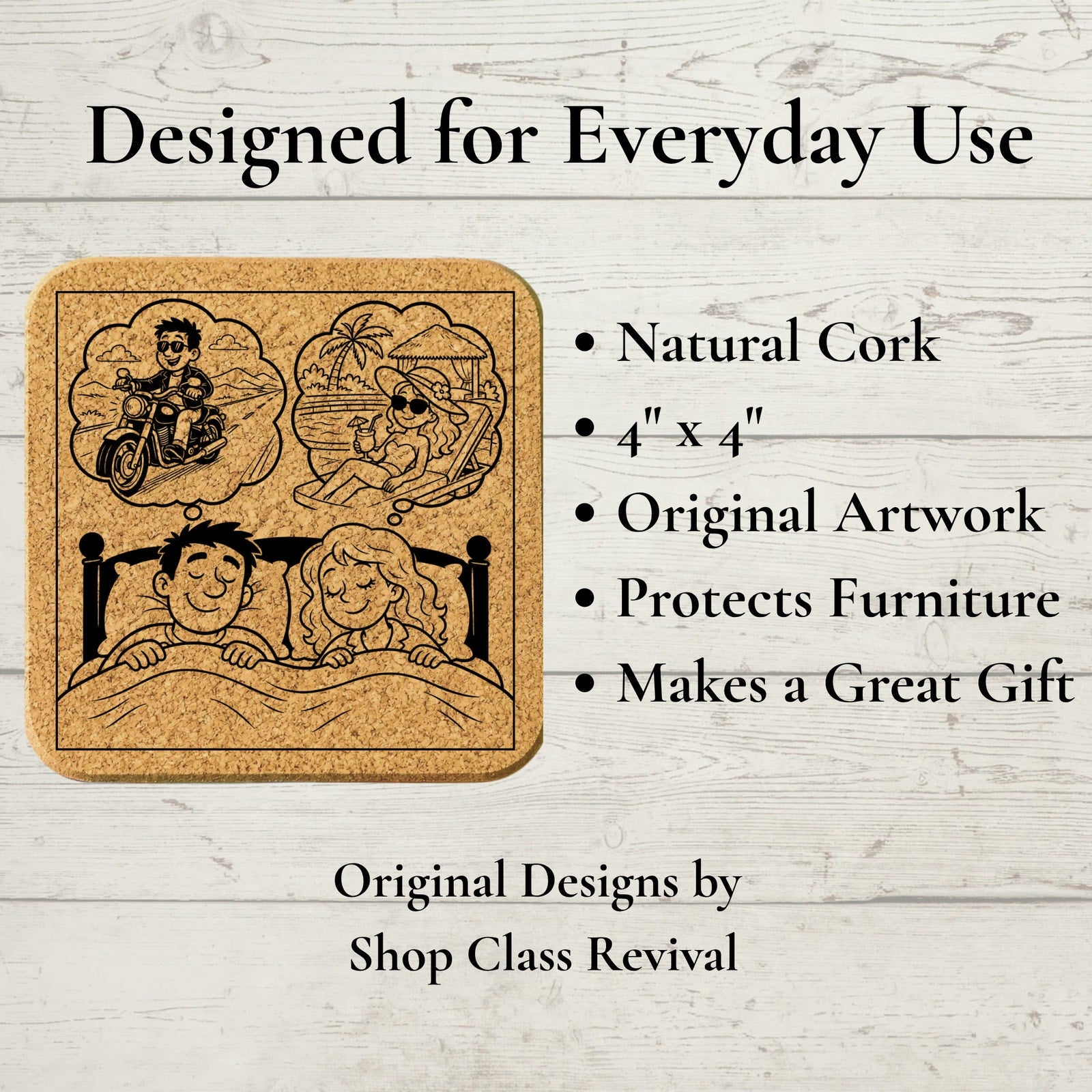Funny Cork Coaster | Weekend Escape | Couples Gift | 2 Points of View