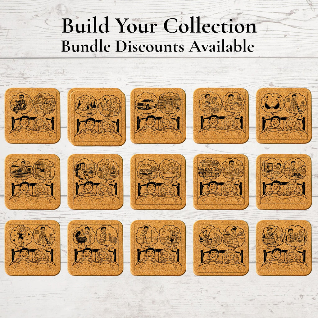 Funny Couples Coaster | His Dream, Her Dream | Available in Cork, Slate & Ceramic | 2 Points of View