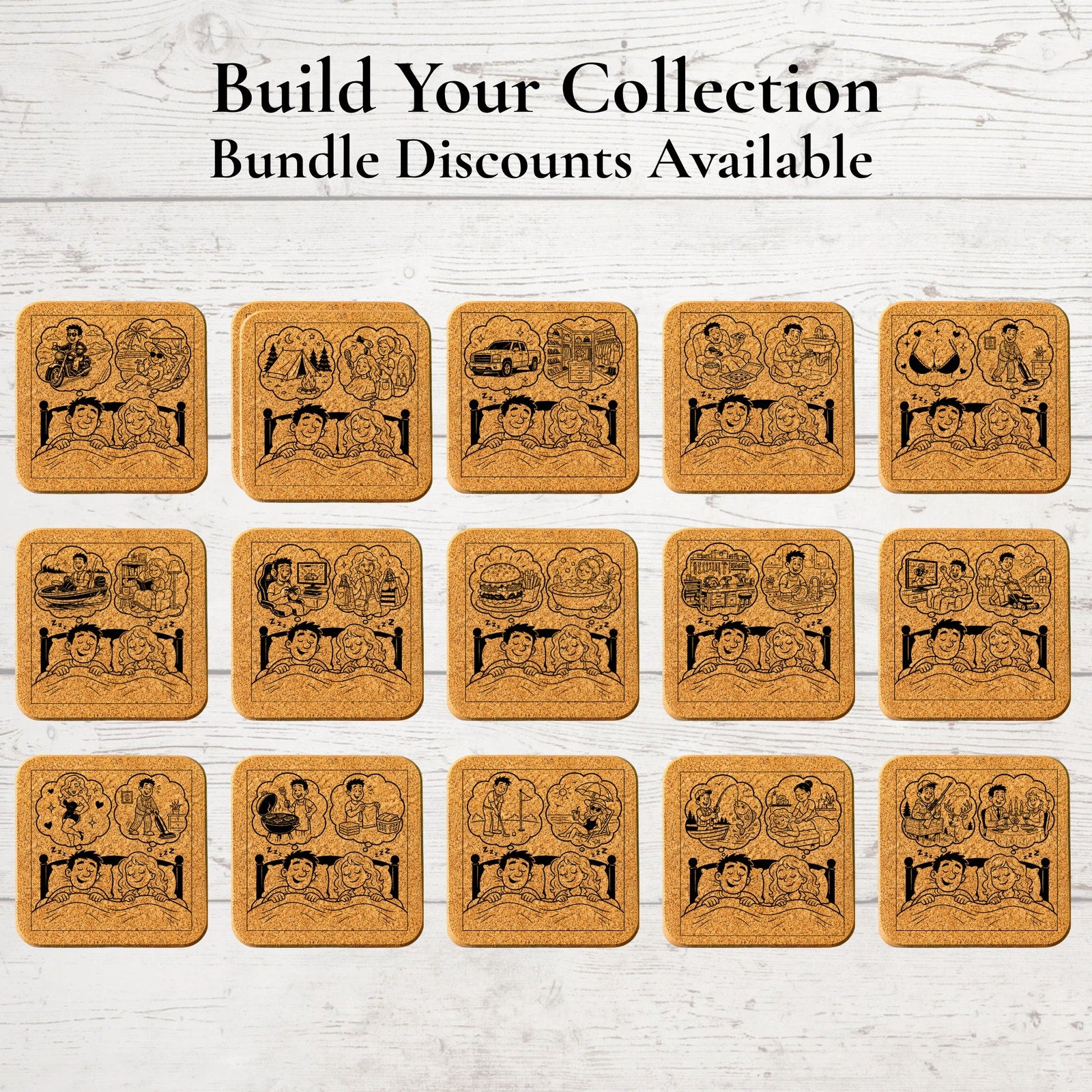 Funny Couples Coaster | His Dream, Her Dream | Available in Cork, Slate & Ceramic | 2 Points of View